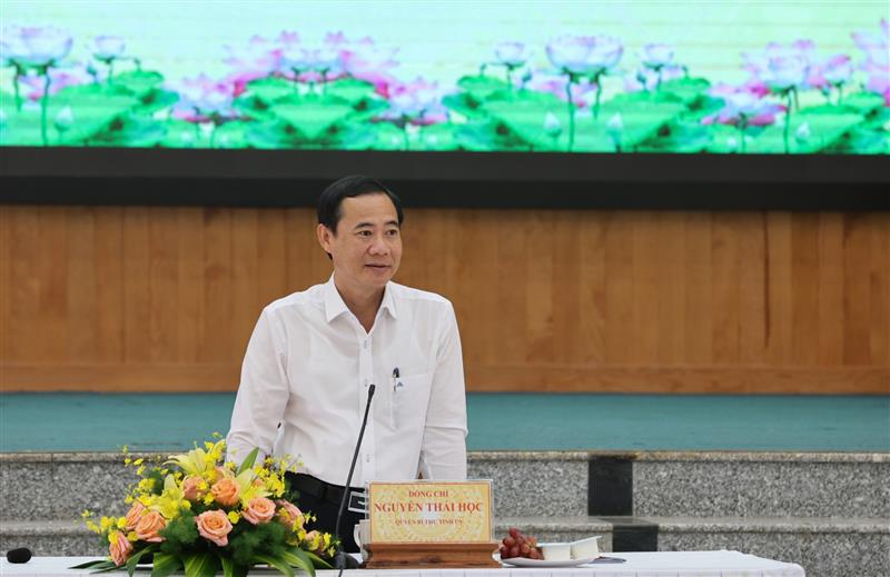 Đồng chí Quyền Bí thư Tỉnh uỷ Lâm Đồng Nguyễn Thái Học phát biểu chỉ đạo tại buổi làm việc