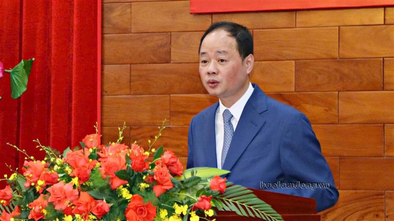 Tân Phó Bí thư Tỉnh uỷ Lâm Đồng phát biểu nhận nhiệm vụ.
