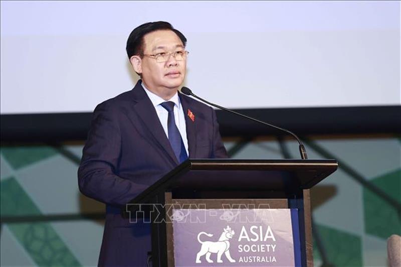 Chủ tịch Quốc hội Vương Đình Huệ phát biểu tại Diễn đàn hợp tác kinh tế Việt Nam - Australia.