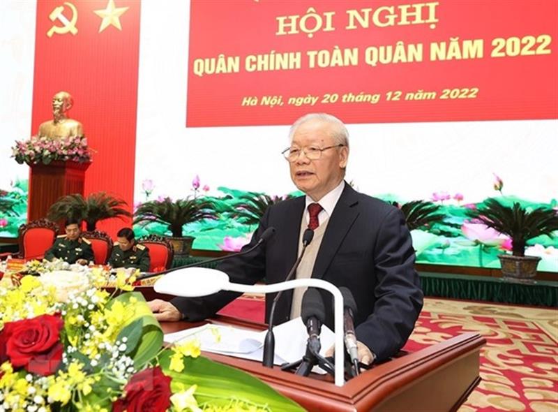 Tổng Bí thư Nguyễn Phú Trọng phát biểu chỉ đạo hội nghị. (Ảnh: Trí Dũng/TTXVN).