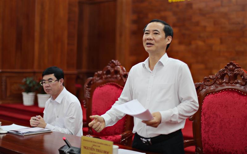 Đồng chí Nguyễn Thái Học - Quyền Bí thư Tỉnh uỷ Lâm Đồng phát biểu chỉ đạo tại buổi làm việc.