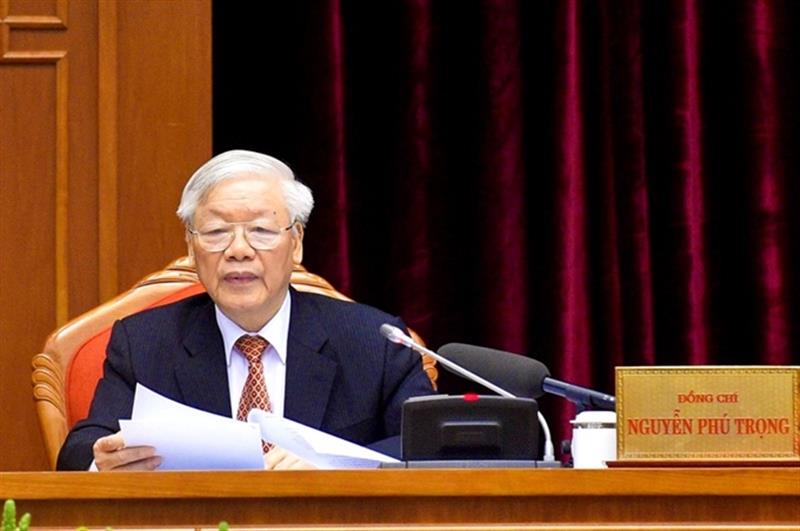 Tổng Bí thư, Chủ tịch nước Nguyễn Phú Trọng phát biểu khai mạc Hội nghị. 