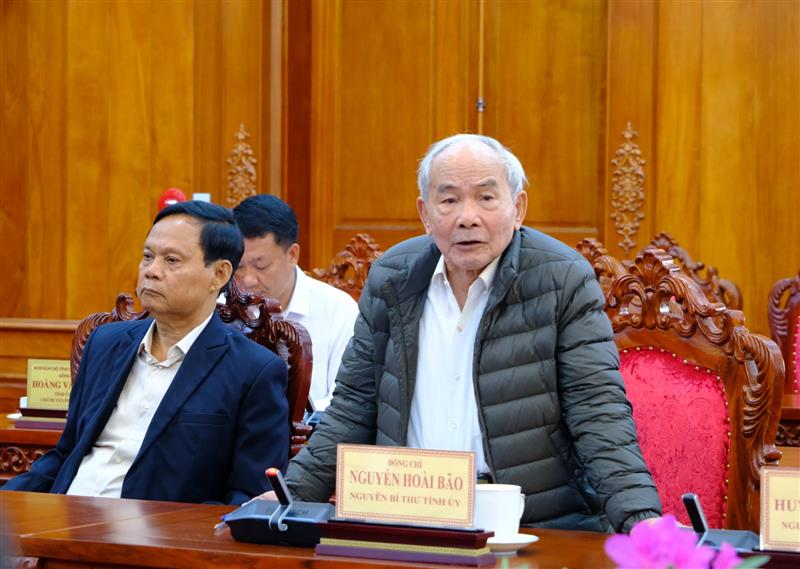 Đồng chí Nguyễn Hoài Bão - Nguyên Bí thư Tỉnh ủy phát biểu tại buổi gặp mặt.