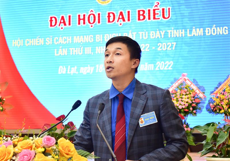Đồng chí Trần Đức Trung - Phó Bí thư Thường trực Tỉnh Dsoàn Lâm Đồng đại diện cho thế hệ trẻ phát biểu tri ân, tiếp nối truyền thống yêu nước