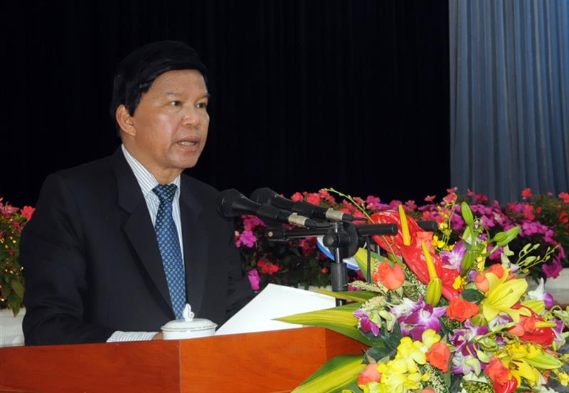 Đồng chí Bí thư Tỉnh ủy Lâm Đồng Nguyễn Xuân Tiến phát biểu tại hội nghị