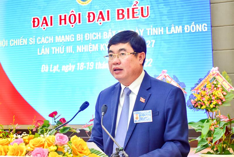 Phó Bí thư Thường trực Tỉnh ủy Lâm Đồng Trần Đình Văn phát biểu chỉ đạo tại Đại hội