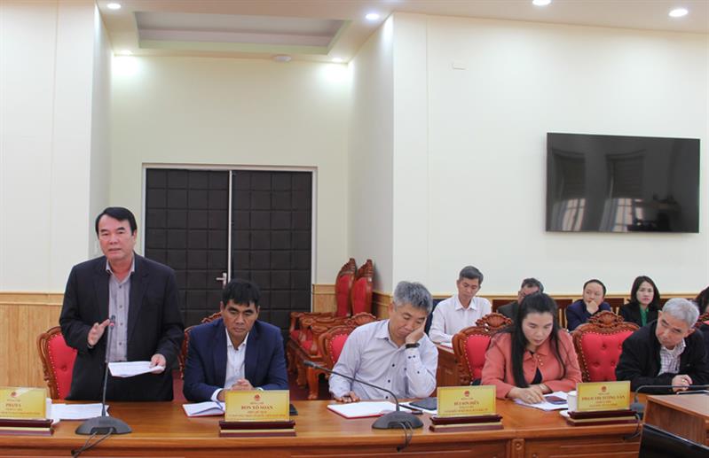 Phó Chủ tịch UBND tỉnh Lâm Đồng Phạm S phát biểu tại phiên họp.